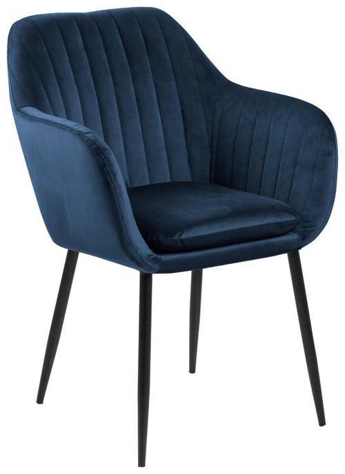 ARMLEHNSTUHL  in Velours  - Schwarz/Dunkelblau, Trend, Textil/Metall (57/83/59cm) - Ambia Home