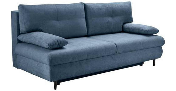 SCHLAFSOFA  mit Liegefunktion, Rücken echt Chenille Blau  - Blau/Schwarz, KONVENTIONELL, Holz/Textil (212/97/105cm) - Carryhome