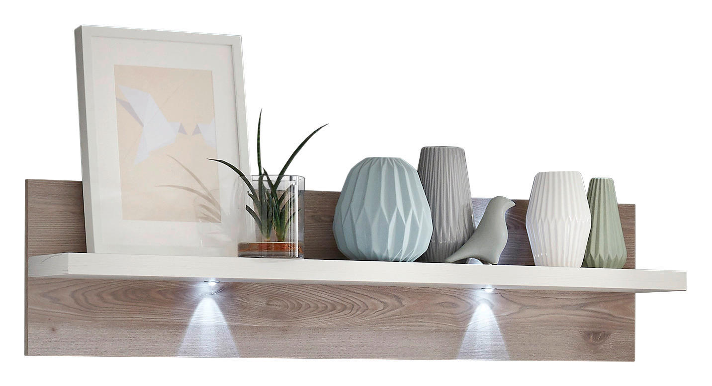 WANDBOARD Weiß, Eichefarben  - Eichefarben/Weiß, Design, Holzwerkstoff (133/32/20cm) - Xora