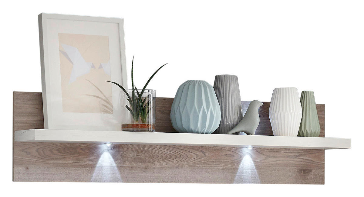 WANDBOARD Manhattan Manhattan  133/32/20 cm  - Eichefarben/Weiß, Design, Holzwerkstoff (133/32/20cm) - Xora