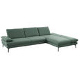 ECKSOFA in Echtleder Opal  308/195 cm  - Opal/Schwarz, Design, Leder/Metall (308/195cm) - Dieter Knoll