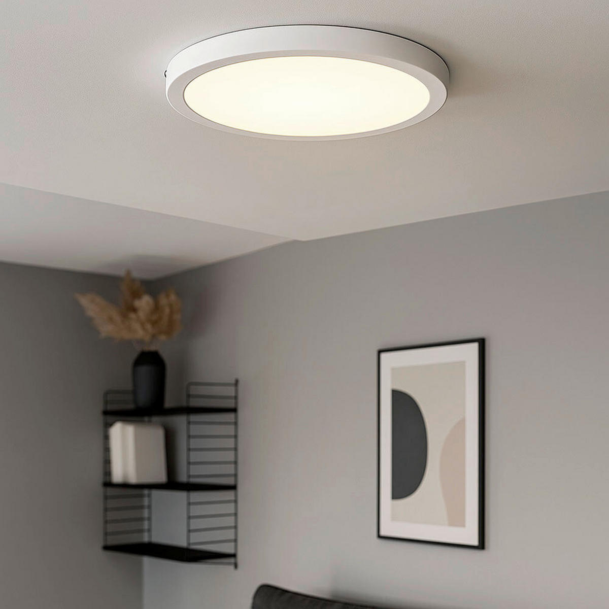 AUFBAULEUCHTE 30/3,2 cm   - Weiß, Design, Kunststoff/Metall (30/3,2cm) - Globo