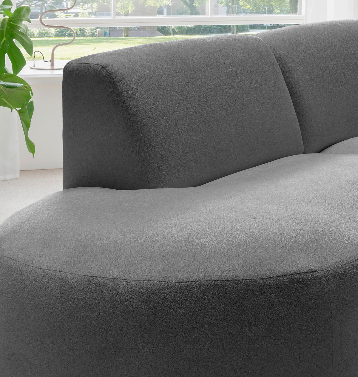 ECKSOFA in Mikrofaser Anthrazit  - Anthrazit/Schwarz, Modern, Kunststoff/Textil (182/276cm) - Livetastic