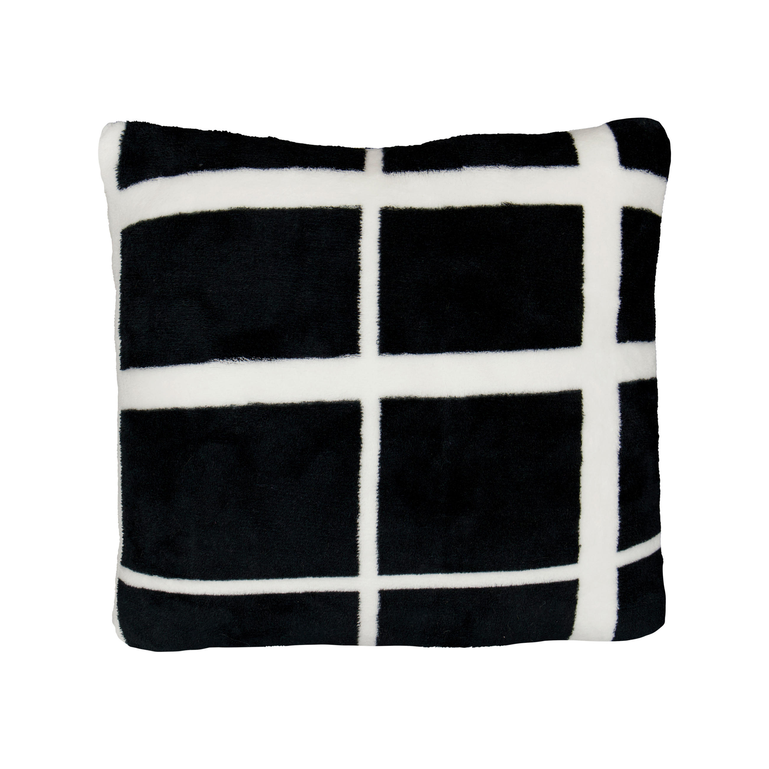 KUDDE  Rutan  - svart, Basics, textil (45/45/8cm)