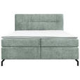 BOXSPRINGBETT 180/200 cm,  in Mintgrün, Topper, H2 + H3 = mittel + fest  - Schwarz/Mintgrün, Design, Textil/Metall (180/200cm) - Esposa