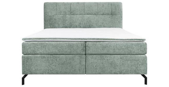 BOXSPRINGBETT 180/200 cm,  in Mintgrün, Topper, H2 + H3 = mittel + fest  - Schwarz/Mintgrün, Design, Textil/Metall (180/200cm) - Esposa