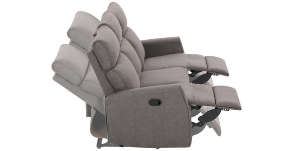 3-SITZER-SOFA Mikrofaser Grau  - Schwarz/Grau, KONVENTIONELL, Kunststoff/Textil (180/105/93cm) - Xora