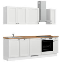 KÜCHENBLOCK Frame 240 cm  in Weiß, Eichefarben  - Edelstahlfarben/Eichefarben, MODERN, Holzwerkstoff/Metall (240cm) - Nobilia