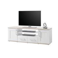 KOMODA - NISKA   152/50/44 cm   smeđa, bijela   - bijela/srebrne boje, Design, drvni materijal/plastika (152/50/44cm) - Xora