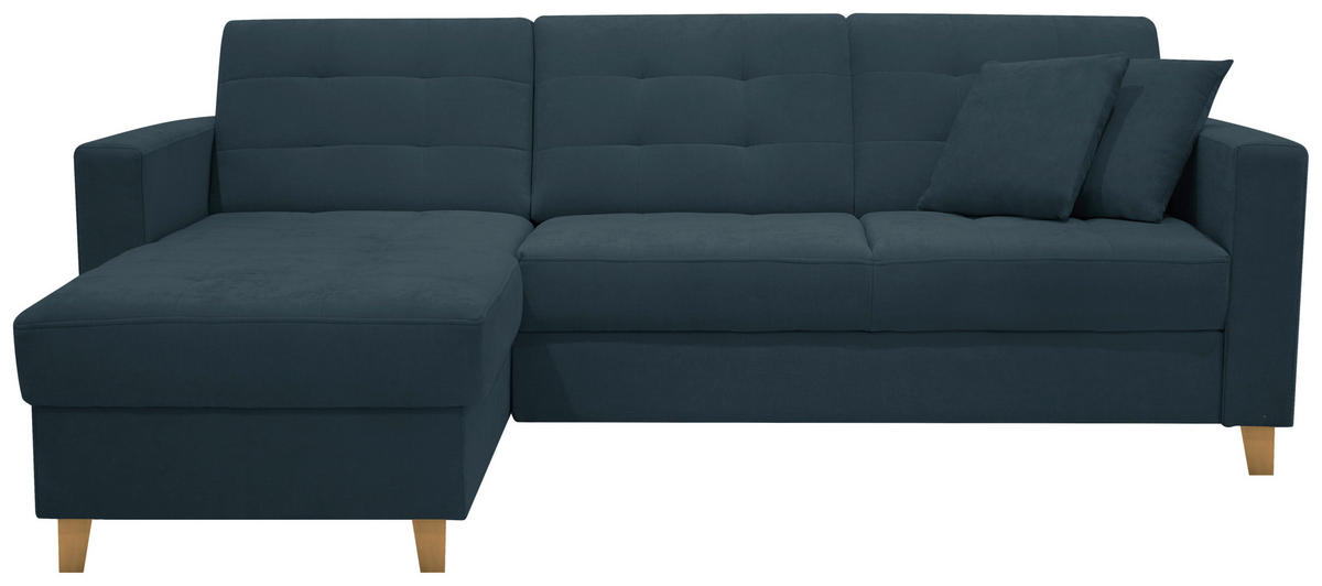 ECKSOFA Chenille Petrol  - Petrol/Naturfarben, Design, Holz/Textil (160/231cm) - Livetastic