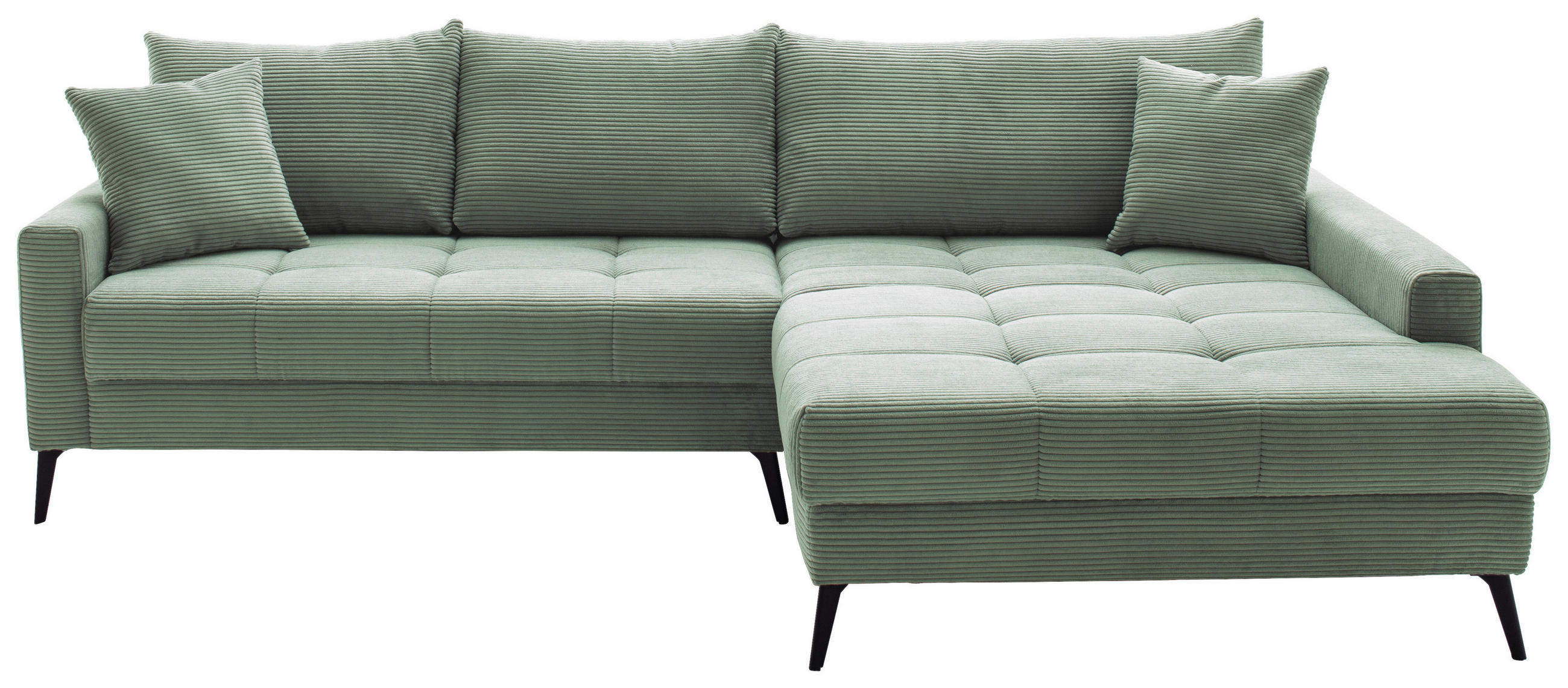 ECKSOFA Pastellgrün Cord  - Pastellgrün/Schwarz, KONVENTIONELL, Textil/Metall (280/173cm) - Hom`in
