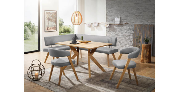 ECKBANK 160/190 cm in Hellgrau, Wildeiche - Wildeiche/Eichefarben, Design, Holz/Textil (160/190cm) - Venda