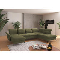 WOHNLANDSCHAFT in Flachgewebe Hellgrün  - Schwarz/Hellgrün, KONVENTIONELL, Textil/Metall (198/359/231cm) - Sit & More