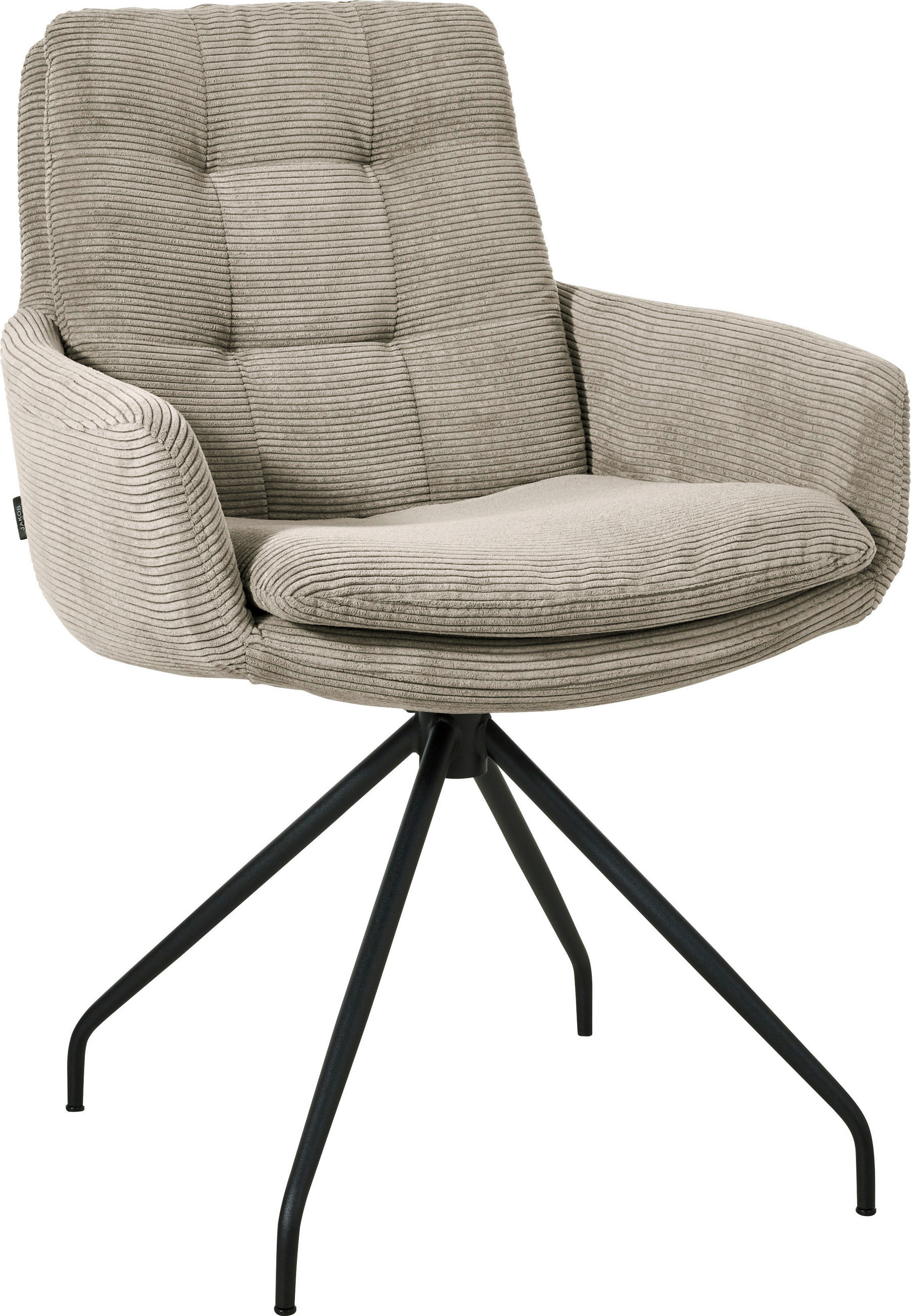 ARMLEHNSTUHL  in Cord  - Sandfarben/Schwarz, Design, Textil/Metall (63/90/69cm) - Johann Jakob
