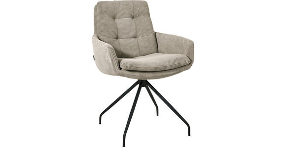 ARMLEHNSTUHL  Stoffauswahl, Typenauswahl, Sitzfläche 360° drehbar, Gestellauswahl Cord  - Sandfarben/Schwarz, Design, Textil/Metall (63/90/69cm) - Johann Jakob