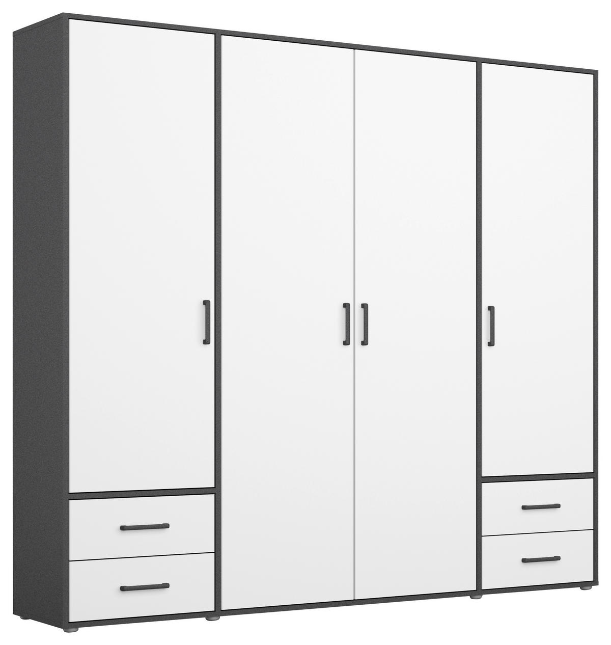 DREHTÜRENSCHRANK in Grau, Weiss  - Weiss/Grau, Modern, Holzwerkstoff/Kunststoff (187/194/53cm) - Rauch Möbel