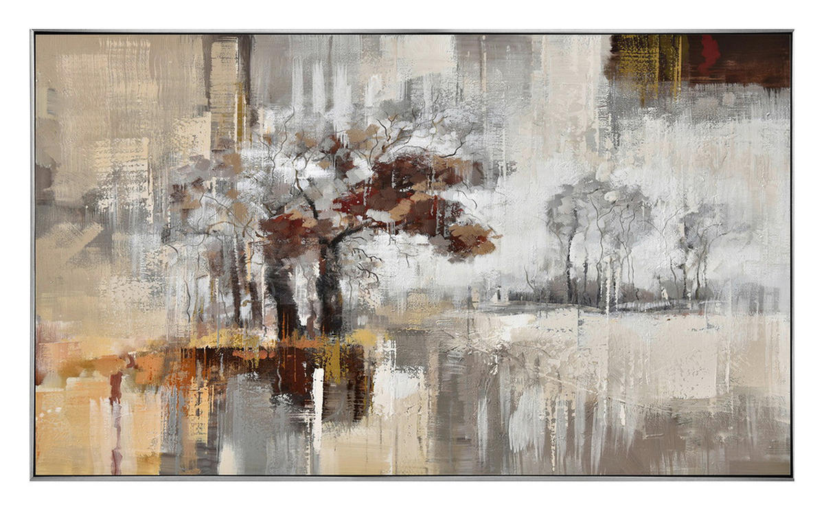 ÖLGEMÄLDE Abstraktes  - Silberfarben/Braun, Design, Holz/Kunststoff (120/70cm) - Monee