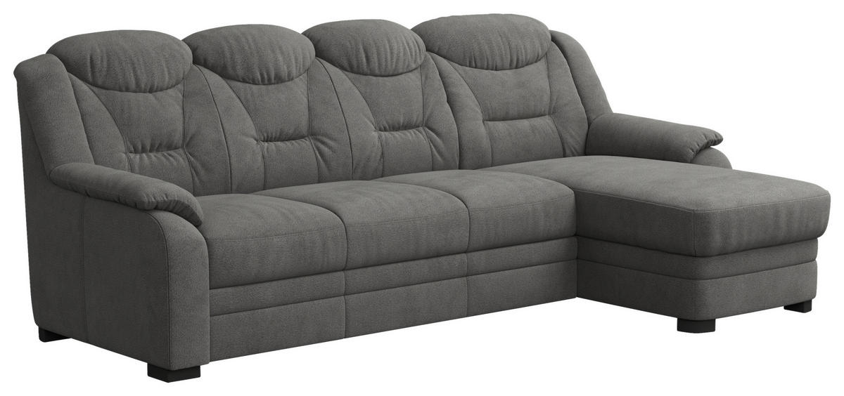 ECKSOFA Anthrazit Chenille  inkl. Rücken echt  - Anthrazit/Schwarz, Basics, Kunststoff/Textil (257/162cm) - MID.YOU