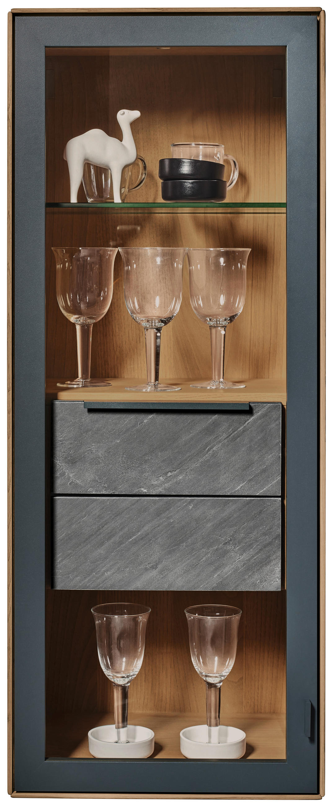 HÄNGEVITRINE Anthrazit, Schieferfarben, Kastanienfarben  47/117,2/39,5 cm  - Kastanienfarben/Schieferfarben, Natur, Glas/Holz (47/117,2/39,5cm) - Valnatura