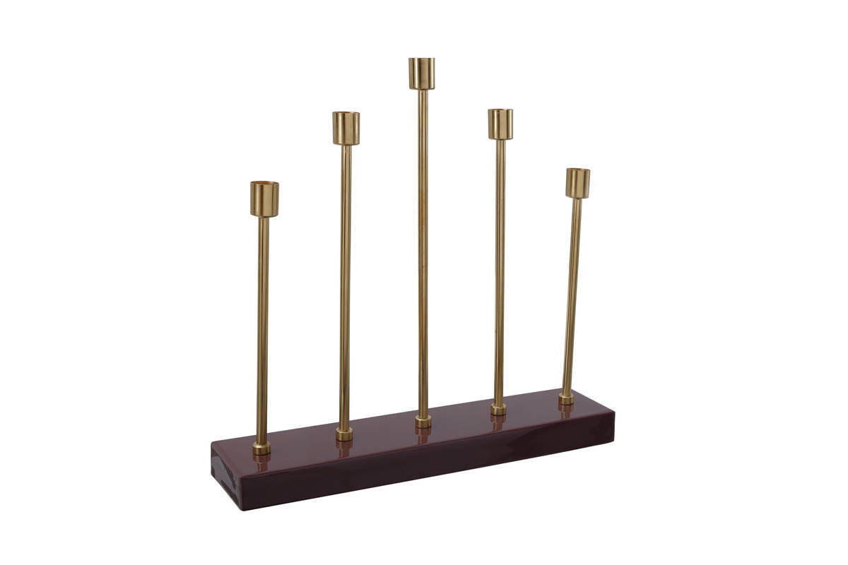 LJUSSTAKE  - bordeaux/guldfärgad, Trend, metall (40/40/9cm) - Kayoom