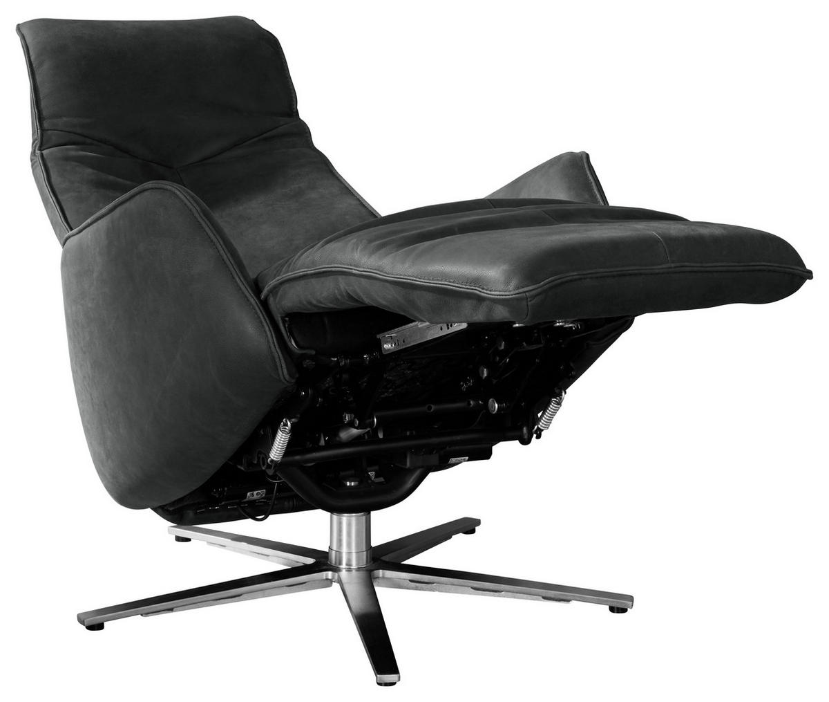 RELAXSESSEL in Leder Dunkelgrau  - Dunkelgrau/Anthrazit, Design, Leder/Metall (71/114/84cm) - Johann Jakob