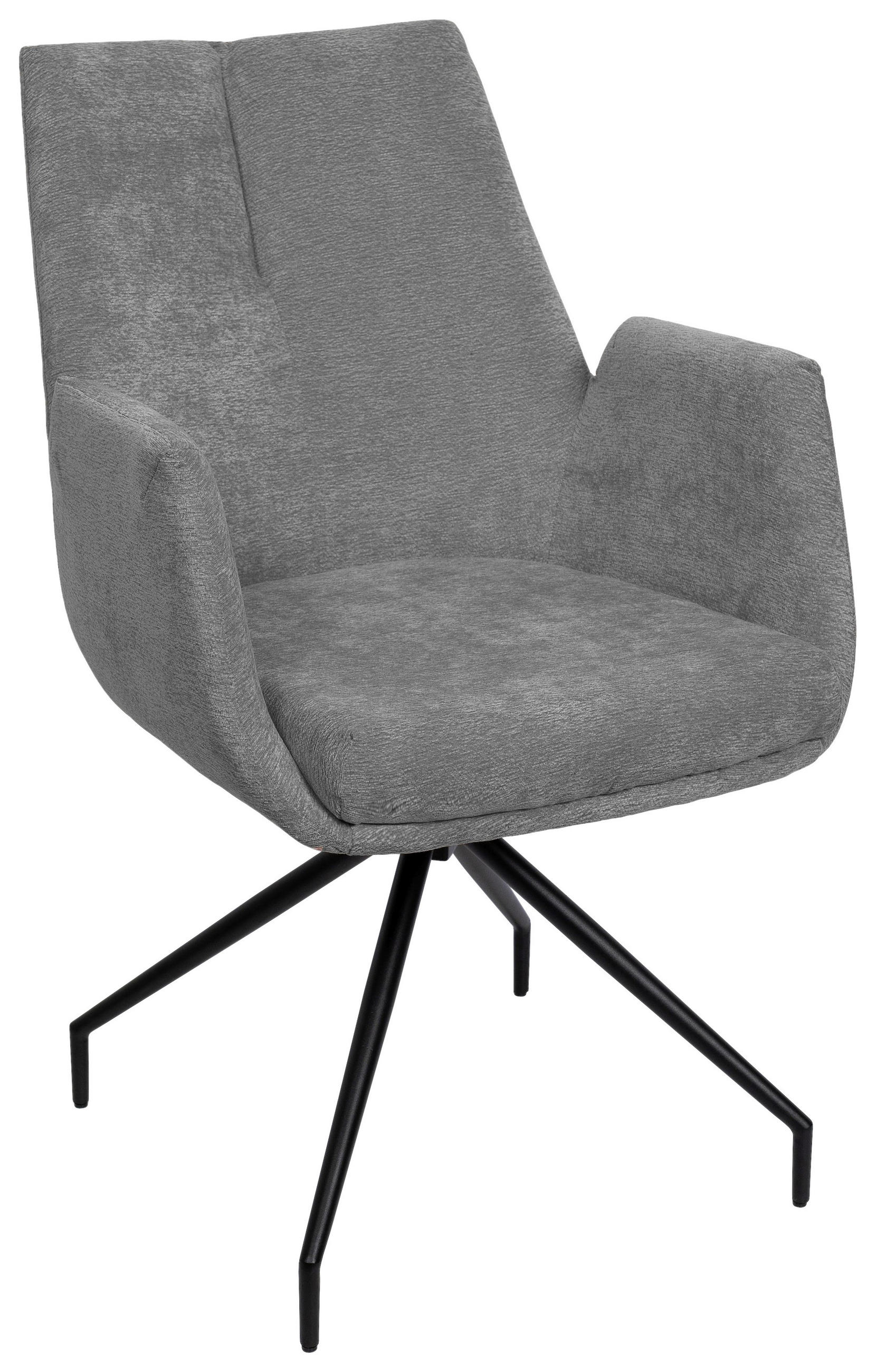 ARMLEHNSTUHL  in Schmiedeeisen Webstoff  - Schwarz/Grau, Design, Textil/Metall (58/89,5/64cm) - Novel