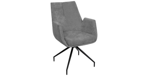 ARMLEHNSTUHL  in Schmiedeeisen Webstoff  - Schwarz/Grau, Design, Textil/Metall (58/89,5/64cm) - Novel