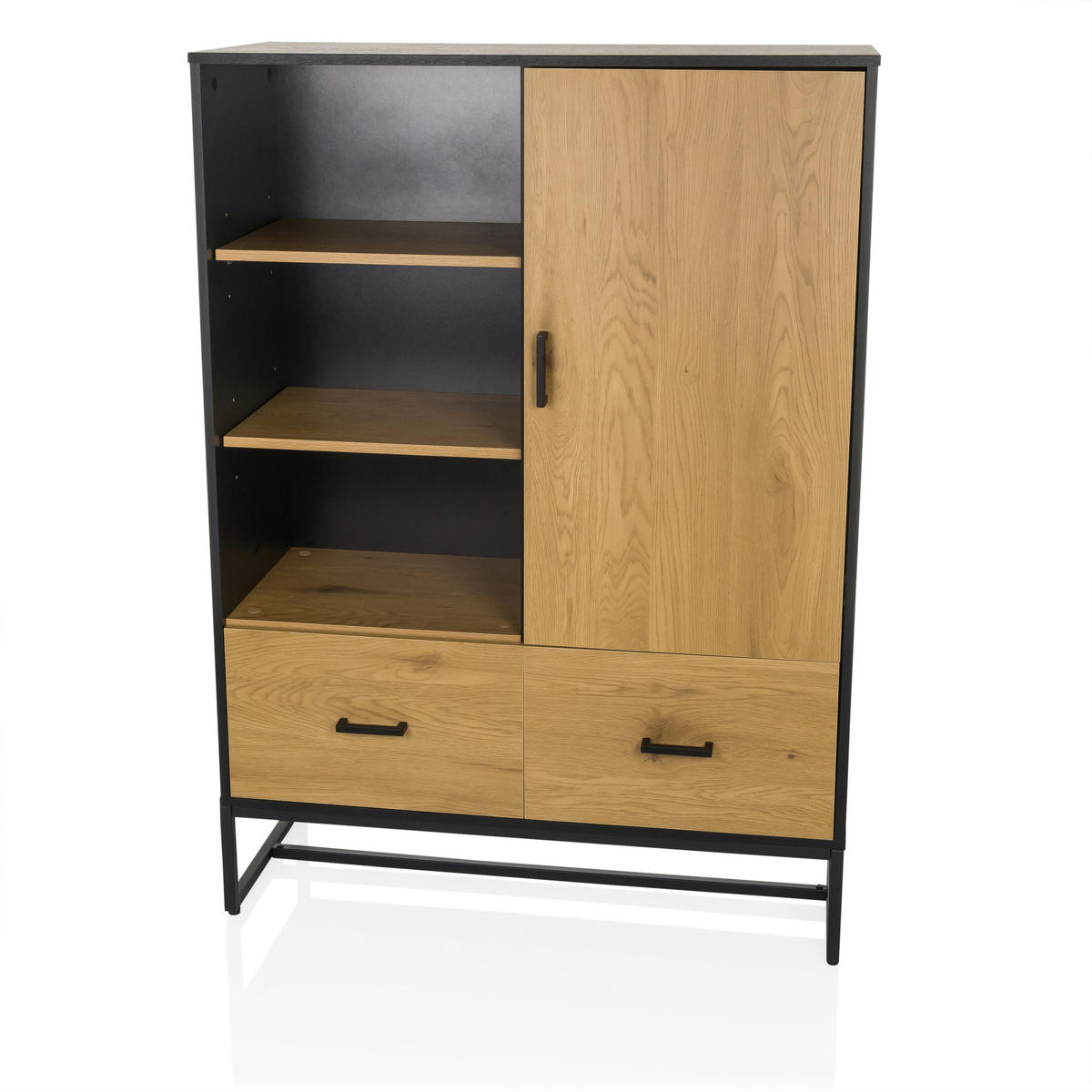 HIGHBOARD  in 100/140/40 cm  - Eichefarben/Schwarz, MODERN, Holzwerkstoff/Metall (100/140/40cm) - MID.YOU