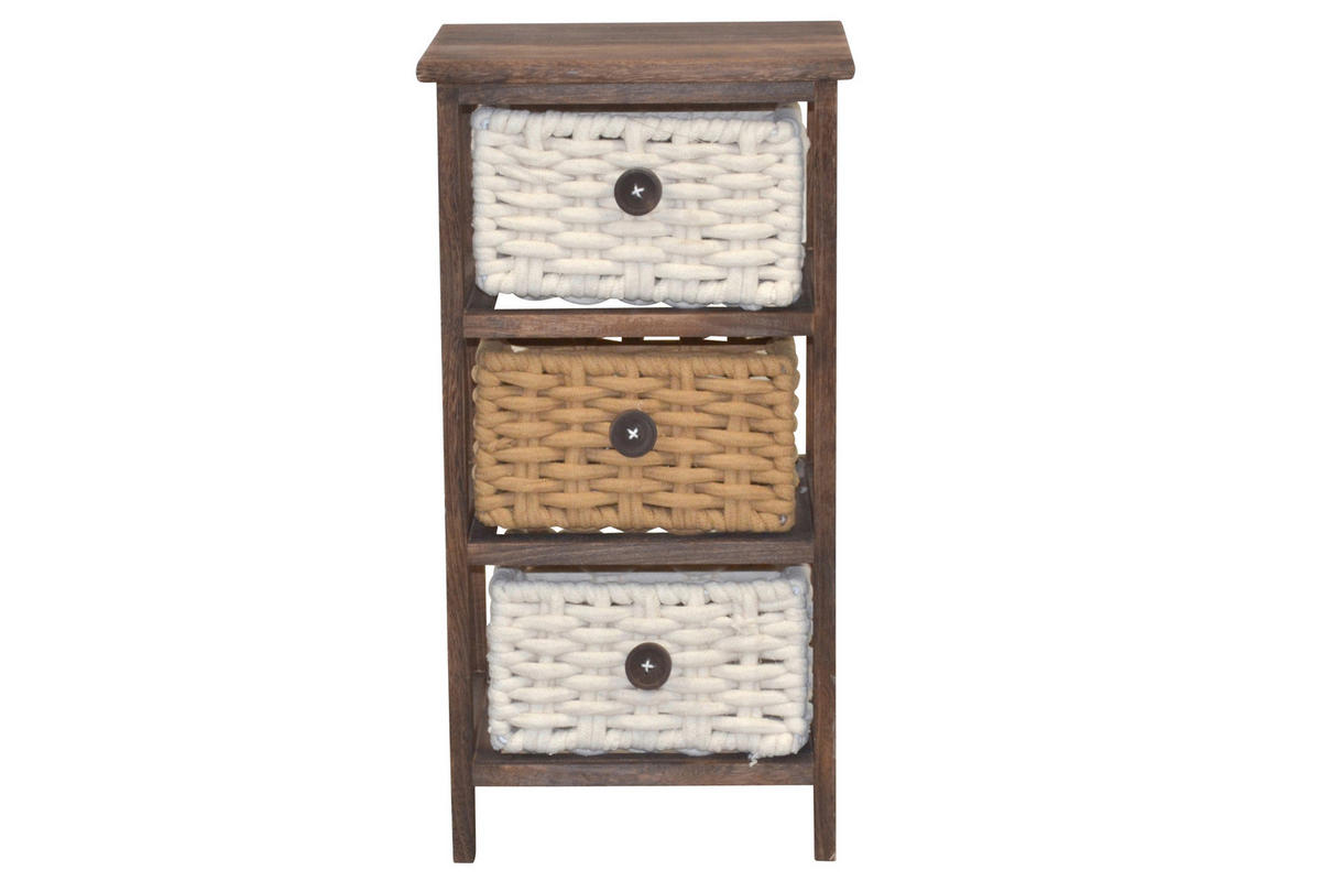 KOMMODE  in  - Dunkelbraun/Creme, Design, Holz/Textil (25/30/58cm) - MID.YOU