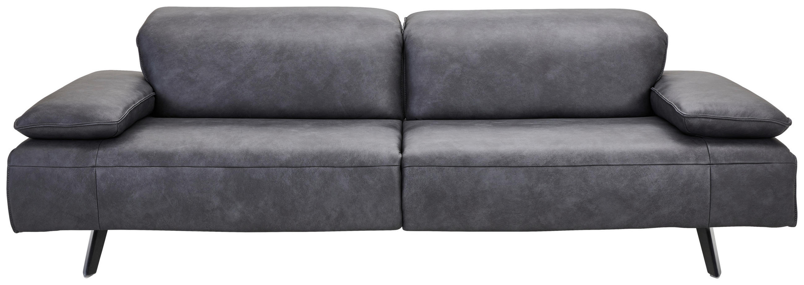 3-SITZER-SOFA in Leder Schwarz  - Edelstahlfarben/Schwarz, Design, Leder/Metall (250/78/105cm) - Johann Jakob