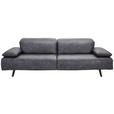 3-SITZER-SOFA in Leder Schwarz  - Edelstahlfarben/Schwarz, Design, Leder/Metall (250/78/105cm) - Johann Jakob