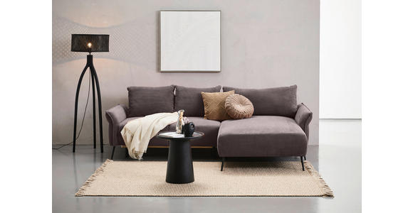 ECKSOFA Braun Chenille - Schwarz/Braun, KONVENTIONELL, Textil/Metall (255/164cm) - Carryhome