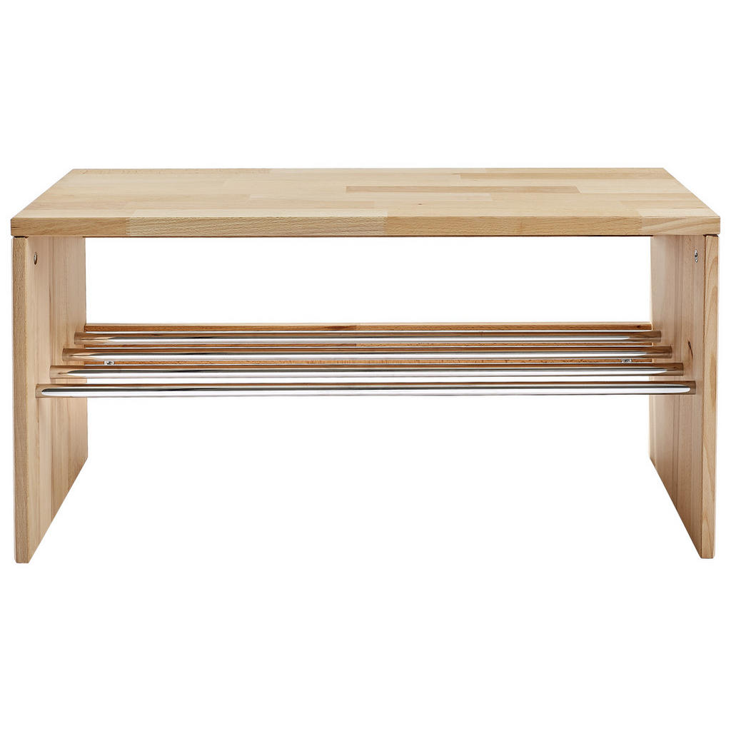 Thumbnail - Linea Natura Schuhbank, Buche, Holz, Metall, Kernbuche, 81x40.5x30 cm, Garderobe, Schuhaufbewahrung, Schuhregale