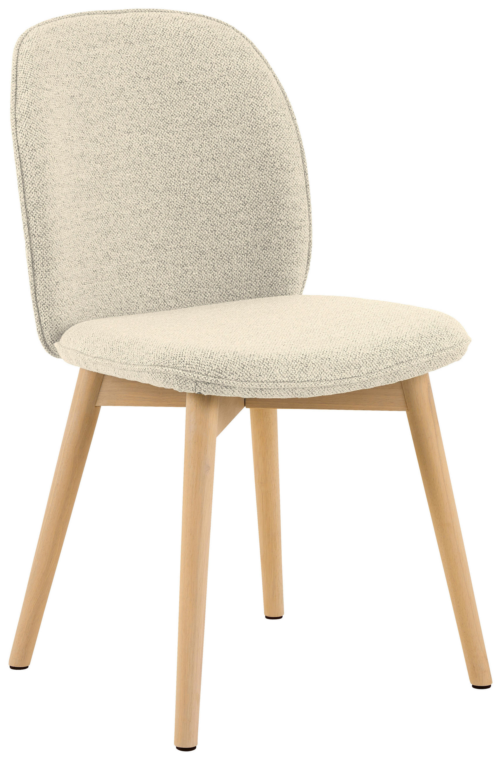 STUHL  in Bouclé Textil  - Eiche Bianco/Creme, Design, Holz/Textil (49/89/56cm) - MID.YOU