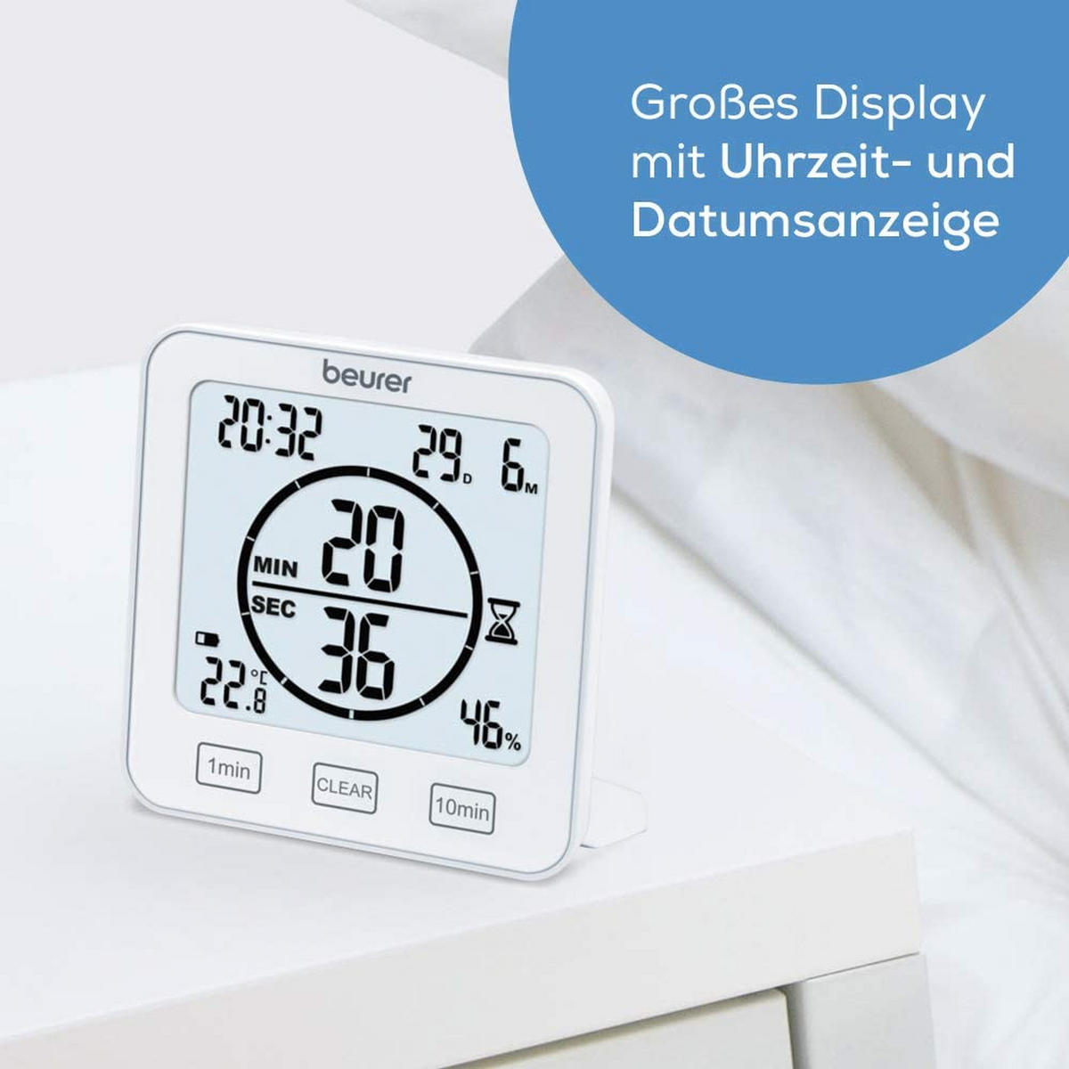 Thermo-Hygrometer  Weiß  - Weiß, Basics, Kunststoff (10,6/10,9/2,9cm) - Beurer
