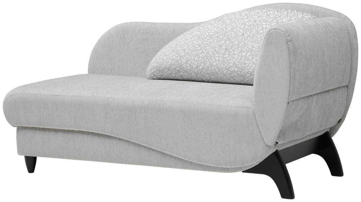 RÉCAMIERE in Webstoff Hellgrau  - Hellgrau/Schwarz, Modern, Holz/Textil (171-190/87/84cm) - Joka