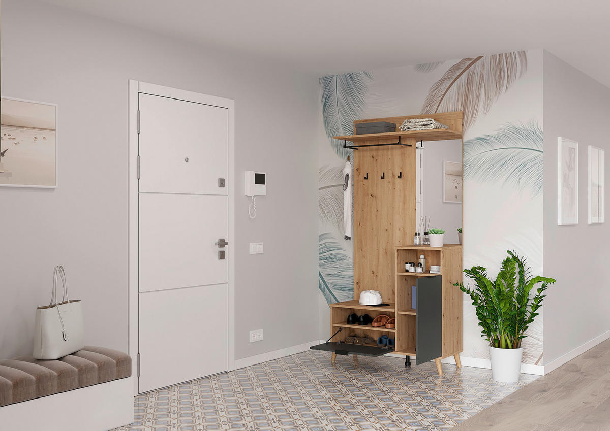 GARDEROBE  in 100/204/40 cm  - Graphitfarben/Eiche Artisan, Design, Glas/Holzwerkstoff (100/204/40cm) - home24