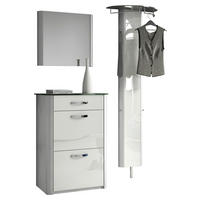 GARDEROBE 3-teilig  in 150/192/34 cm  - Weiss Hochglanz/Alufarben, Design, Glas/Holzwerkstoff (150/192/34cm) - Moderano