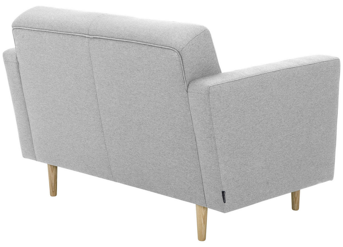 2-SITZER-SOFA in Flachgewebe Hellgrau  - Eschefarben/Hellgrau, Modern, Holz/Textil (128/81/83cm) - Max Winzer