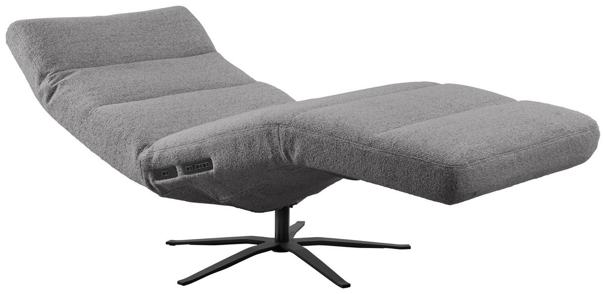 RELAXLIEGE inkl. Akku Flachgewebe Dunkelgrau  - Dunkelgrau/Schwarz, MODERN, Textil/Metall (82/53-115/156-206cm) - Pure Home Comfort