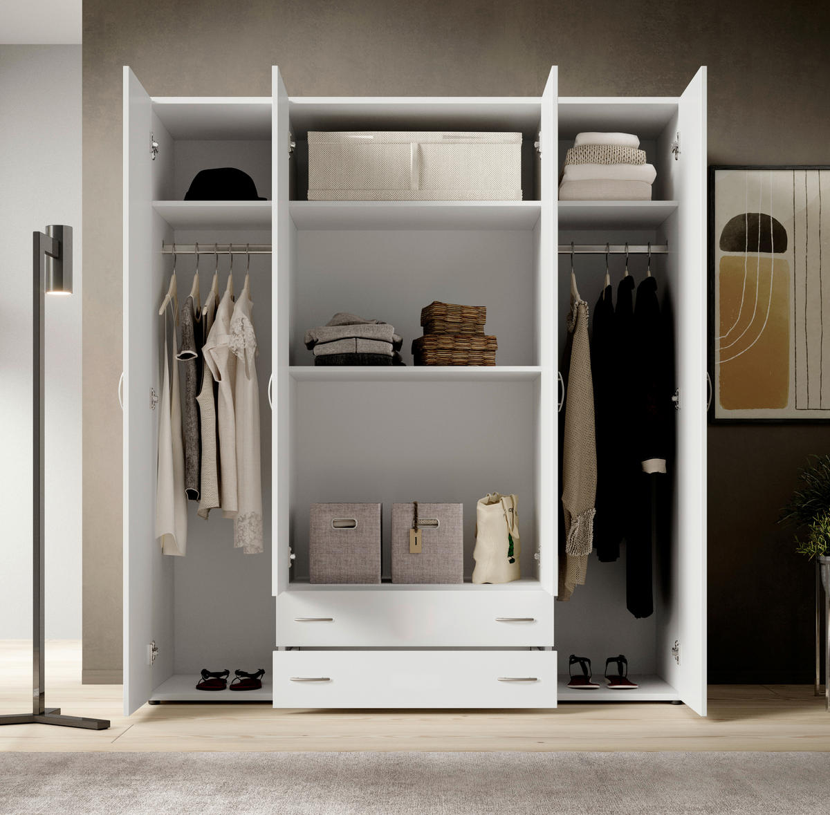 DREHTÜRENSCHRANK in Weiss  - Weiss/Eichefarben, Konventionell, Holzwerkstoff/Kunststoff (161/176/51cm) - P & B