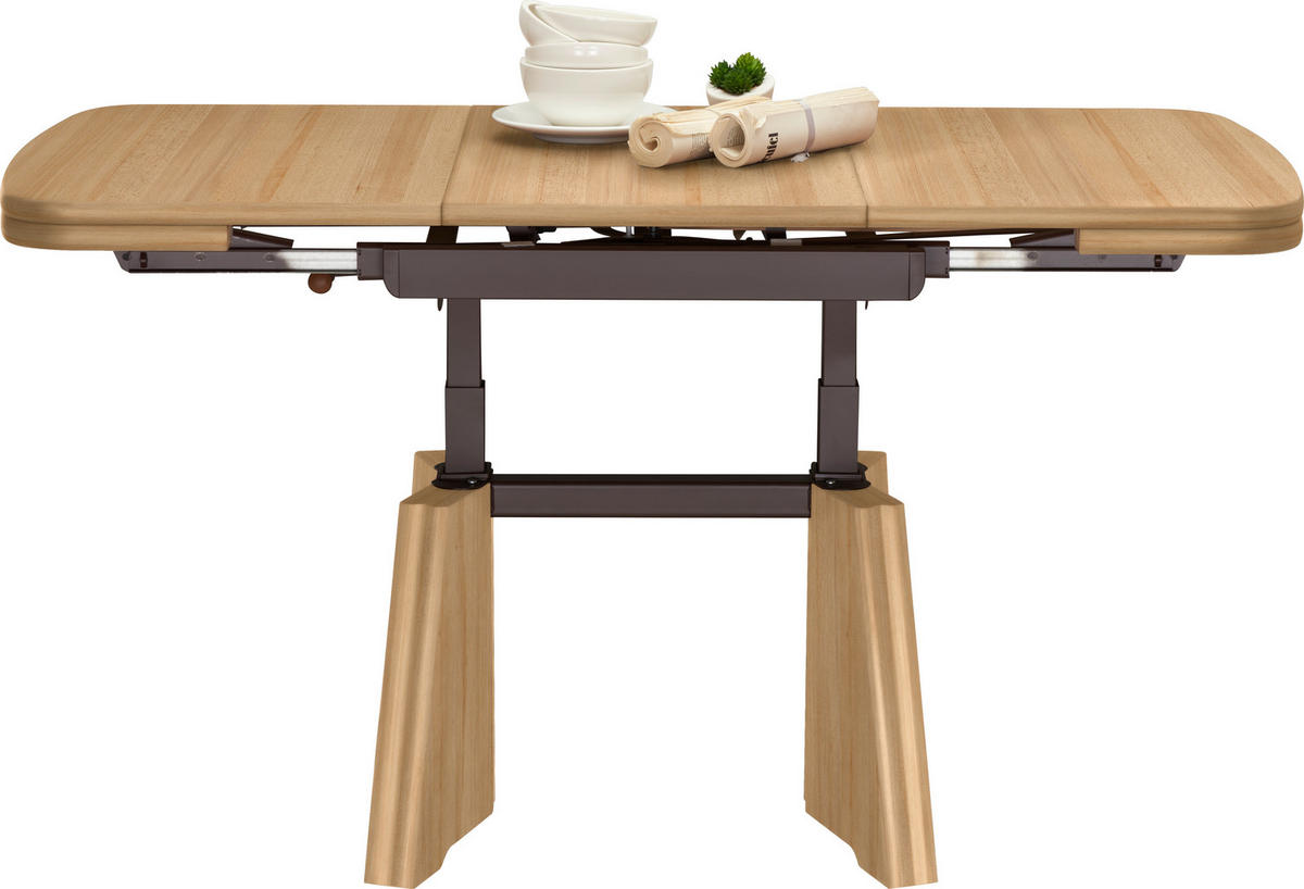 COUCHTISCH in Metall, Holzwerkstoff 90-131/65/56-75 cm  - Buchefarben, Konventionell, Holzwerkstoff/Metall (90-131/65/56-75cm) - Venda
