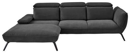 ECKSOFA Anthrazit Cord  - Anthrazit/Schwarz, Design, Textil/Metall (202/301cm) - Moderano
