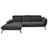 ECKSOFA in Cord Anthrazit  - Anthrazit/Schwarz, Design, Textil/Metall (202/301cm) - Moderano