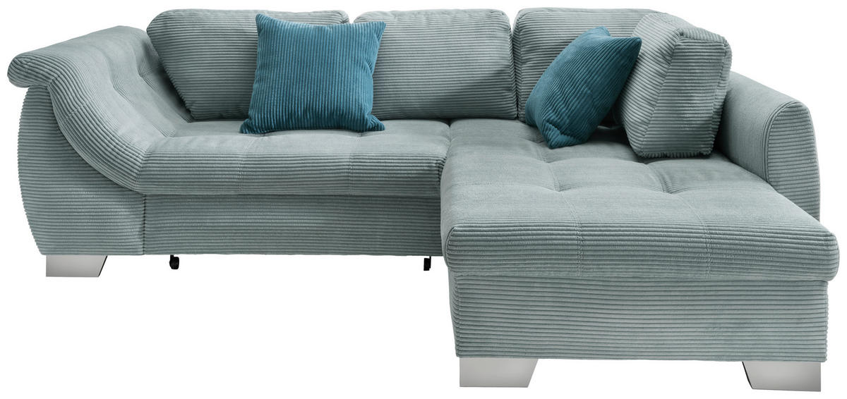 KUTNA GARNITURA tekstil  plava   - srebrne boje/boje petroleja, Design, tekstil/drvo (250/190cm) - MID.YOU
