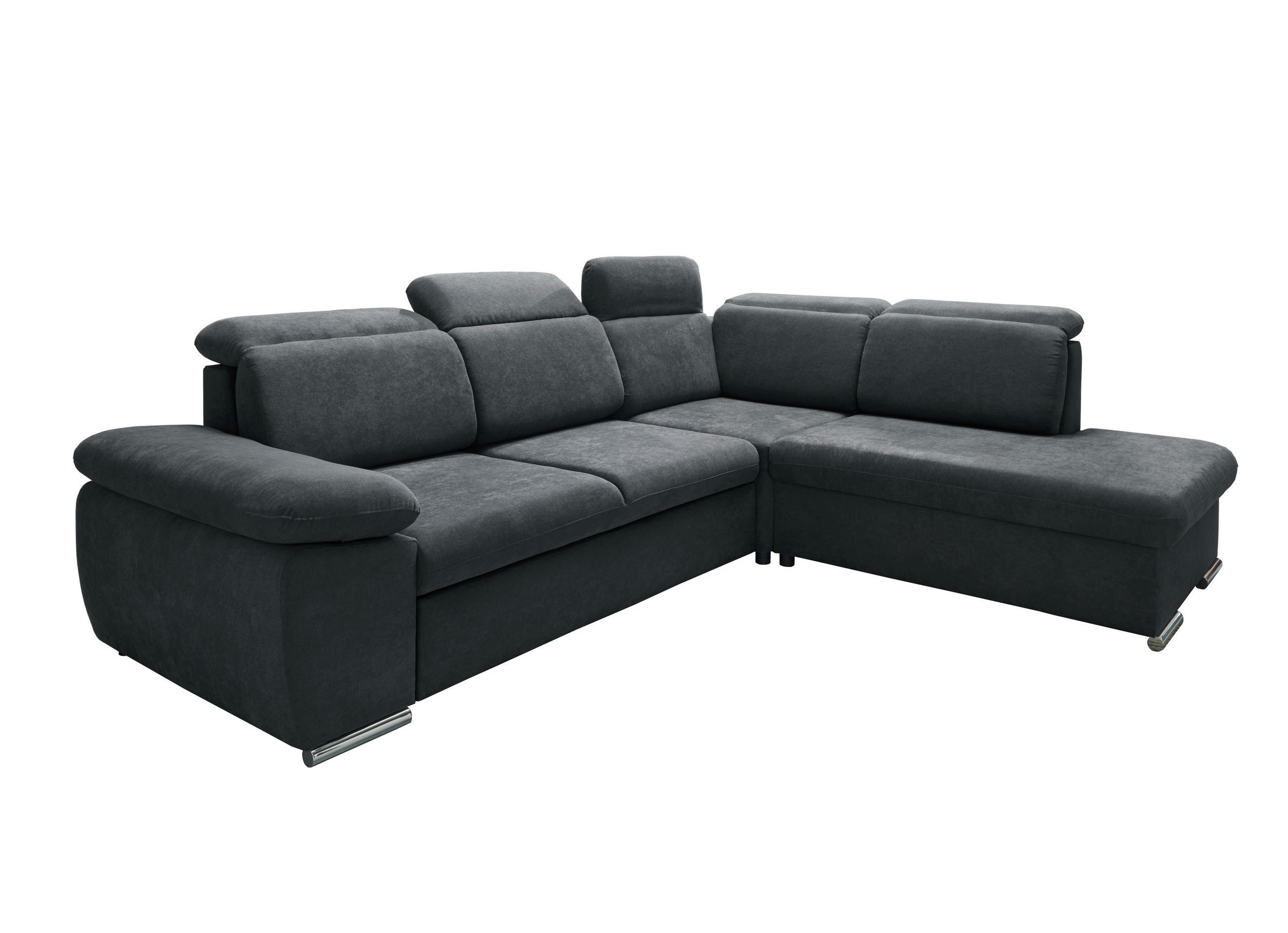 ECKSOFA in Mikrofaser Anthrazit - Chromfarben/Anthrazit, Design, Textil/Metall (283/228cm) - Livetastic