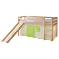 SPIELBETT Absturzsicherung, Leiter, Rutsche, Vorhang 90/200 cm  in Grün, Kieferfarben, Beige  - Beige/Kieferfarben, Natur, Holz (90/200cm) - MID.YOU