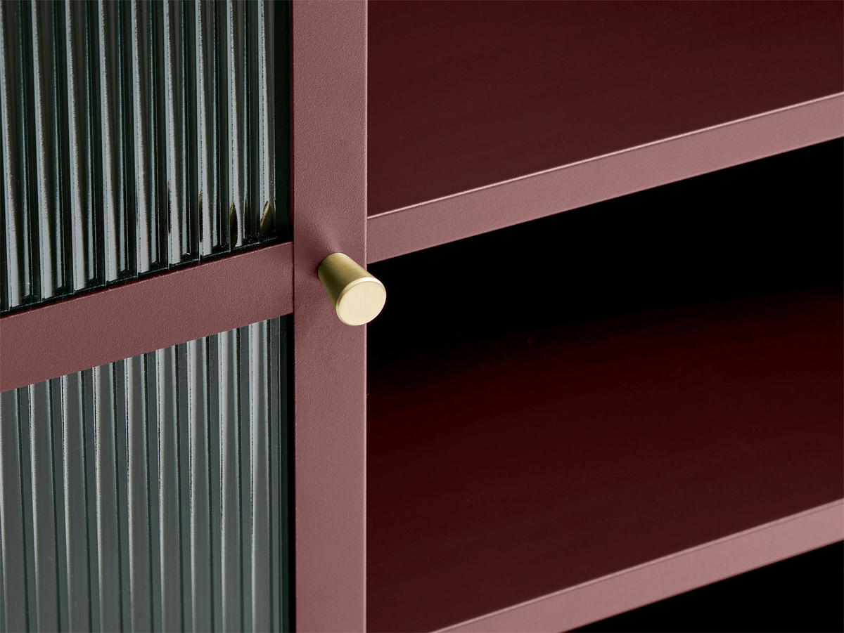 HÖG BYRÅ guldfärgad, vinröd  110/140/40 cm  - vinröd/guldfärgad, Design, metall/glas (110/140/40cm) - Lomoco