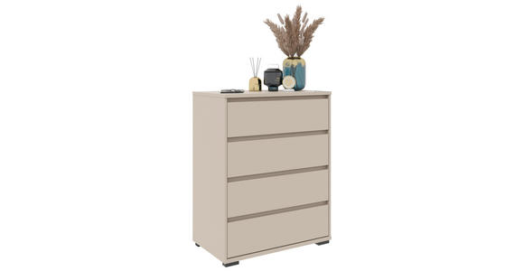 KOMMODE Line in 80/103/48 cm - Kaschmir/Schwarz, Design, Holzwerkstoff/Kunststoff (80/103/48cm) - Carryhome