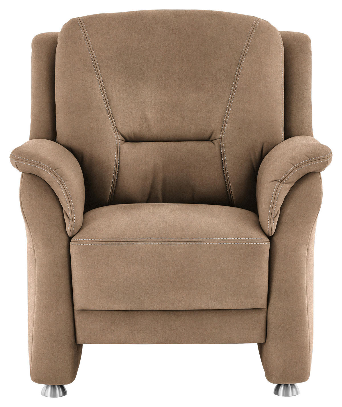 SESSEL in Mikrofaser Beige  - Beige/Alufarben, Konventionell, Textil/Metall (90/100/89cm) - Beldomo Comfort